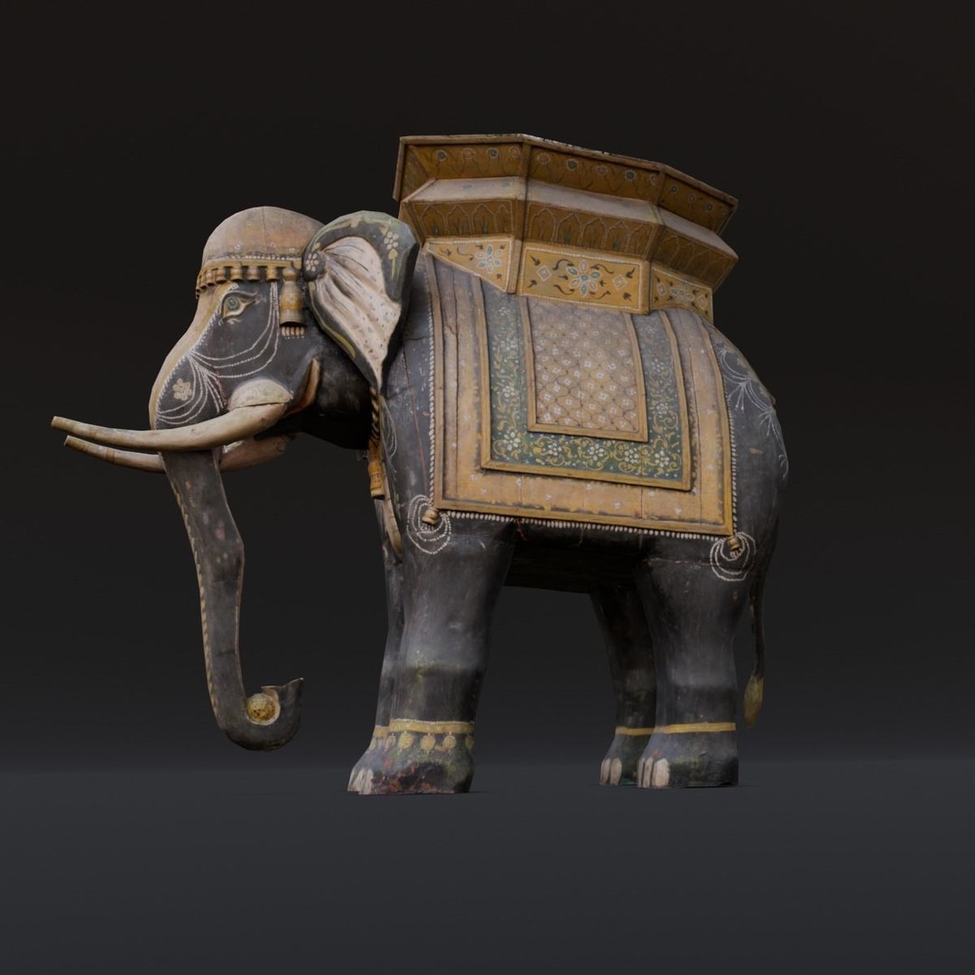 Elephant Statue 3D Model – Low Poly PBR Digital Asset, FBX/OBJ - View 7