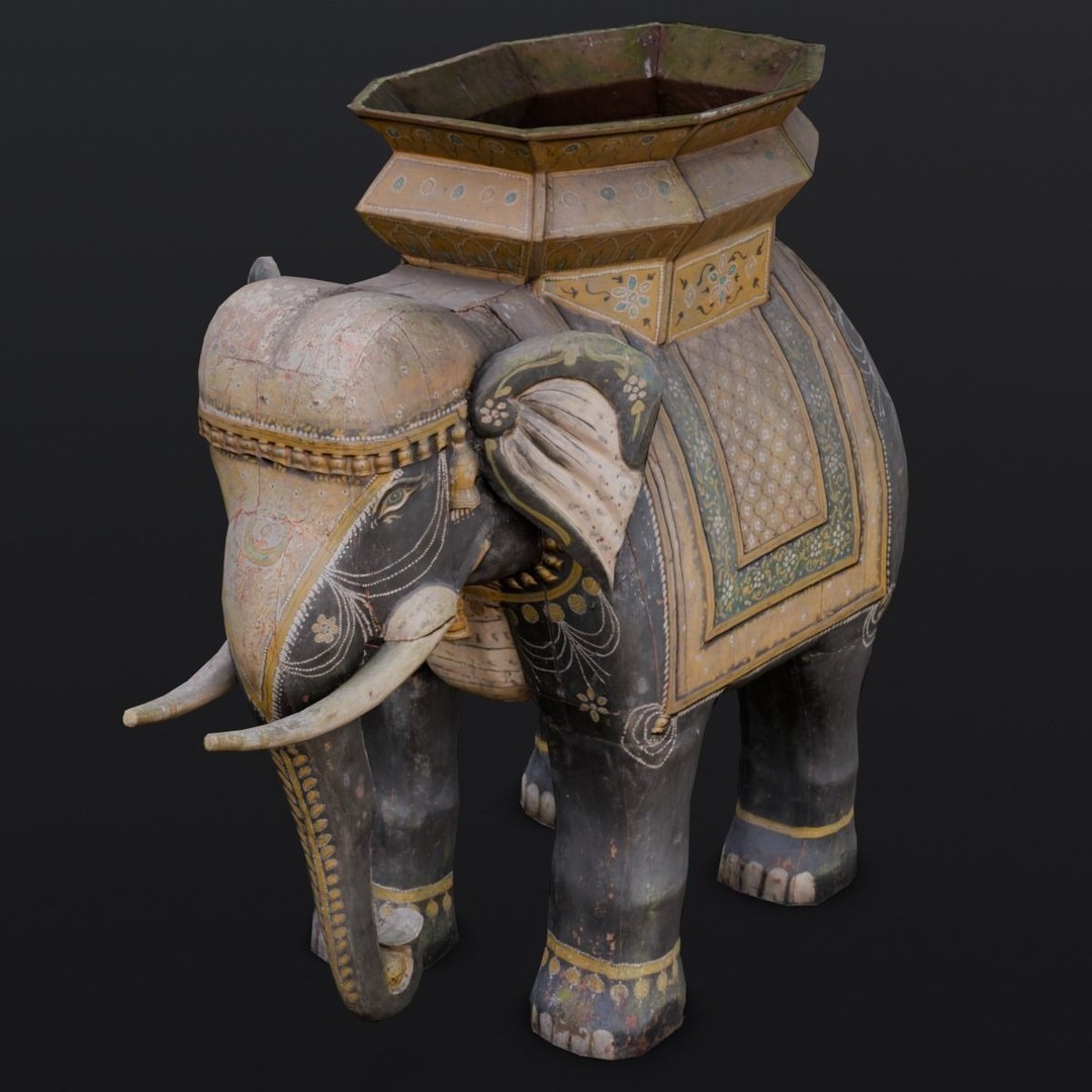 Elephant Statue 3D Model – Low Poly PBR Digital Asset, FBX/OBJ - View 9