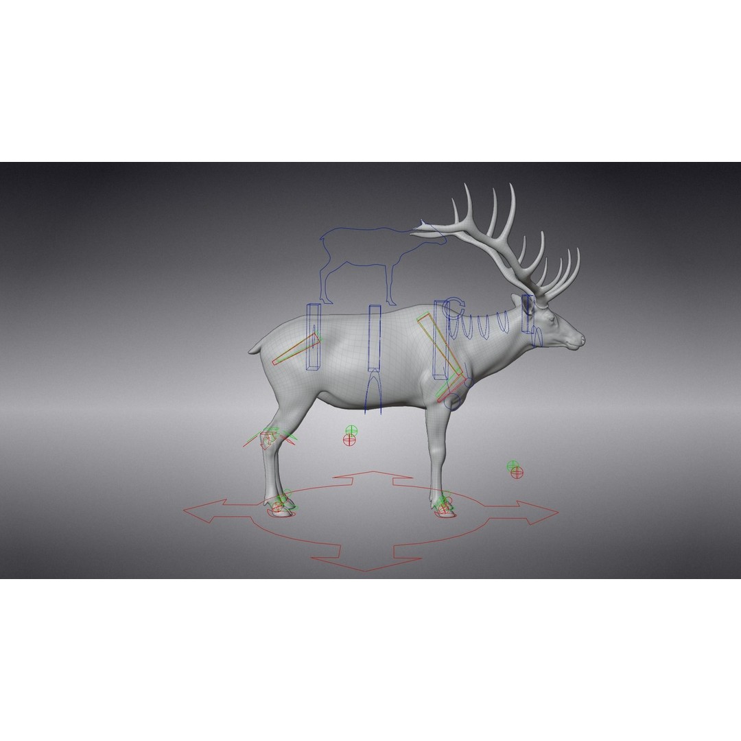 Male Elk 3D Model – Animated Rigged Character with PBR Textures - View 15