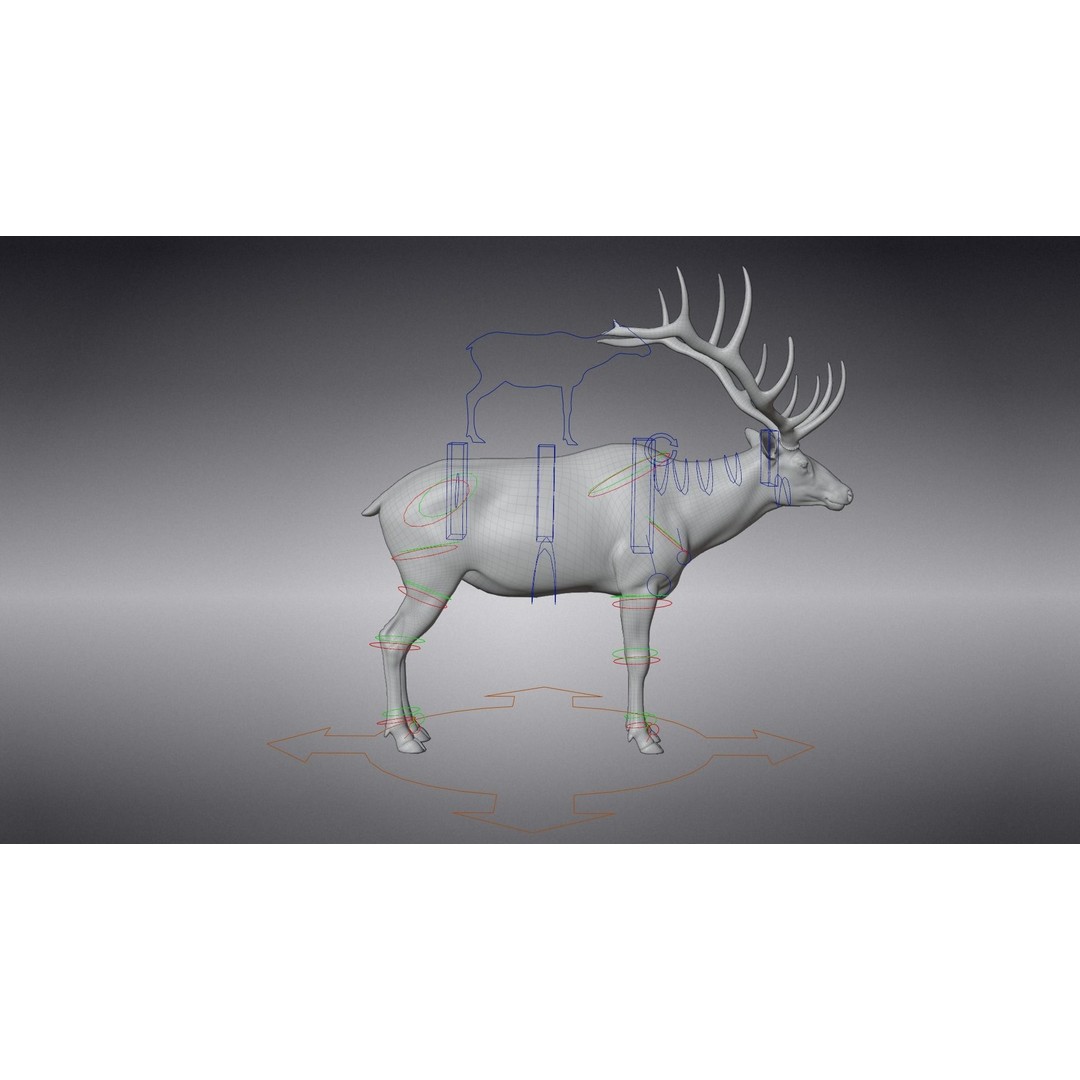 Male Elk 3D Model – Animated Rigged Character with PBR Textures - View 17