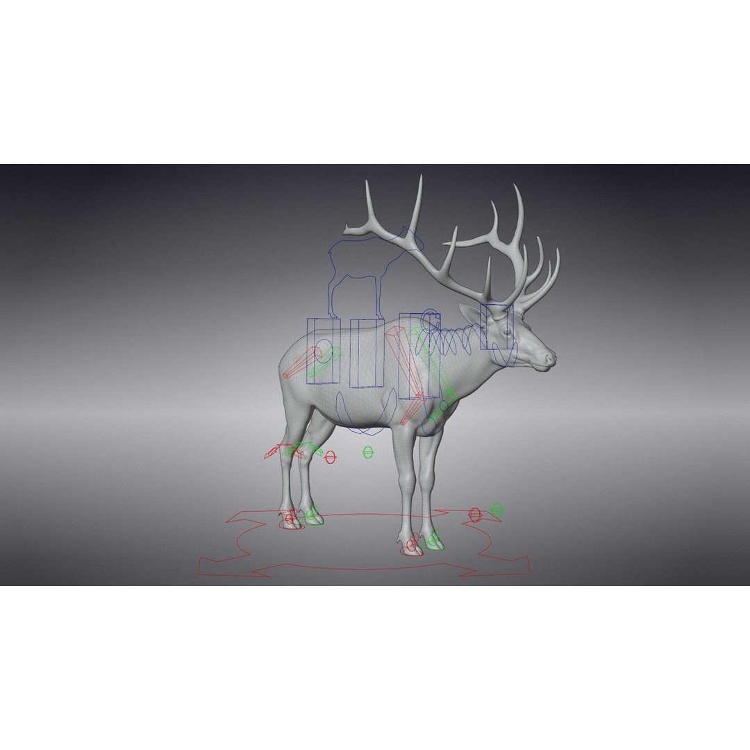 Male Elk 3D Model – Animated Rigged Character with PBR Textures - View 18