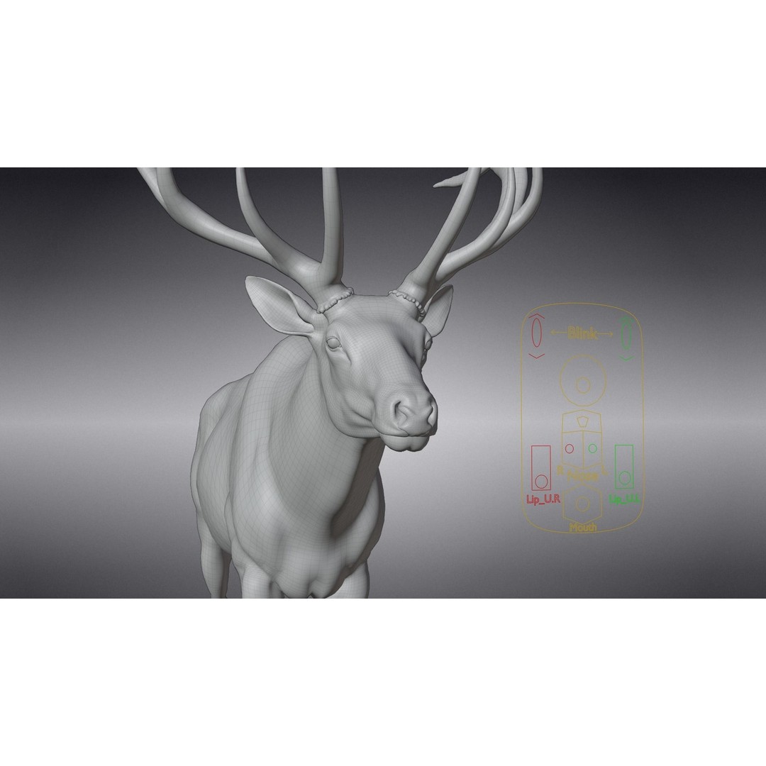 Male Elk 3D Model – Animated Rigged Character with PBR Textures - View 21