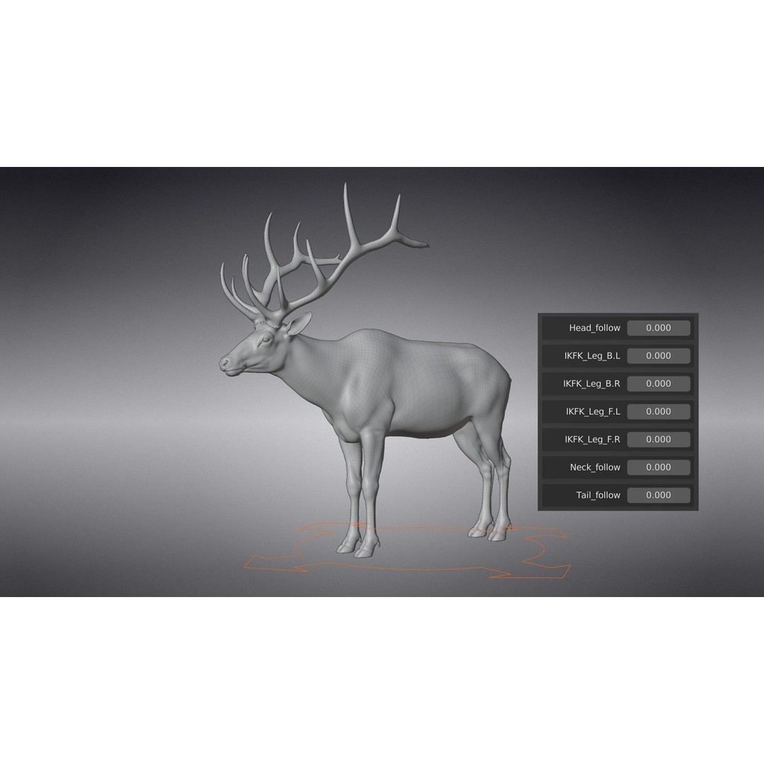 Male Elk 3D Model – Animated Rigged Character with PBR Textures - View 22