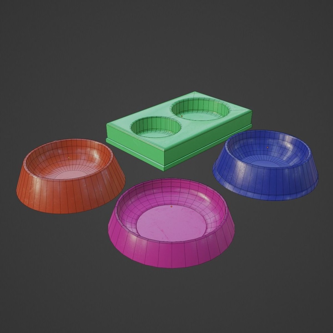 Pet Feeder 3D Model – Low Poly Game Asset, PBR Textures, FBX