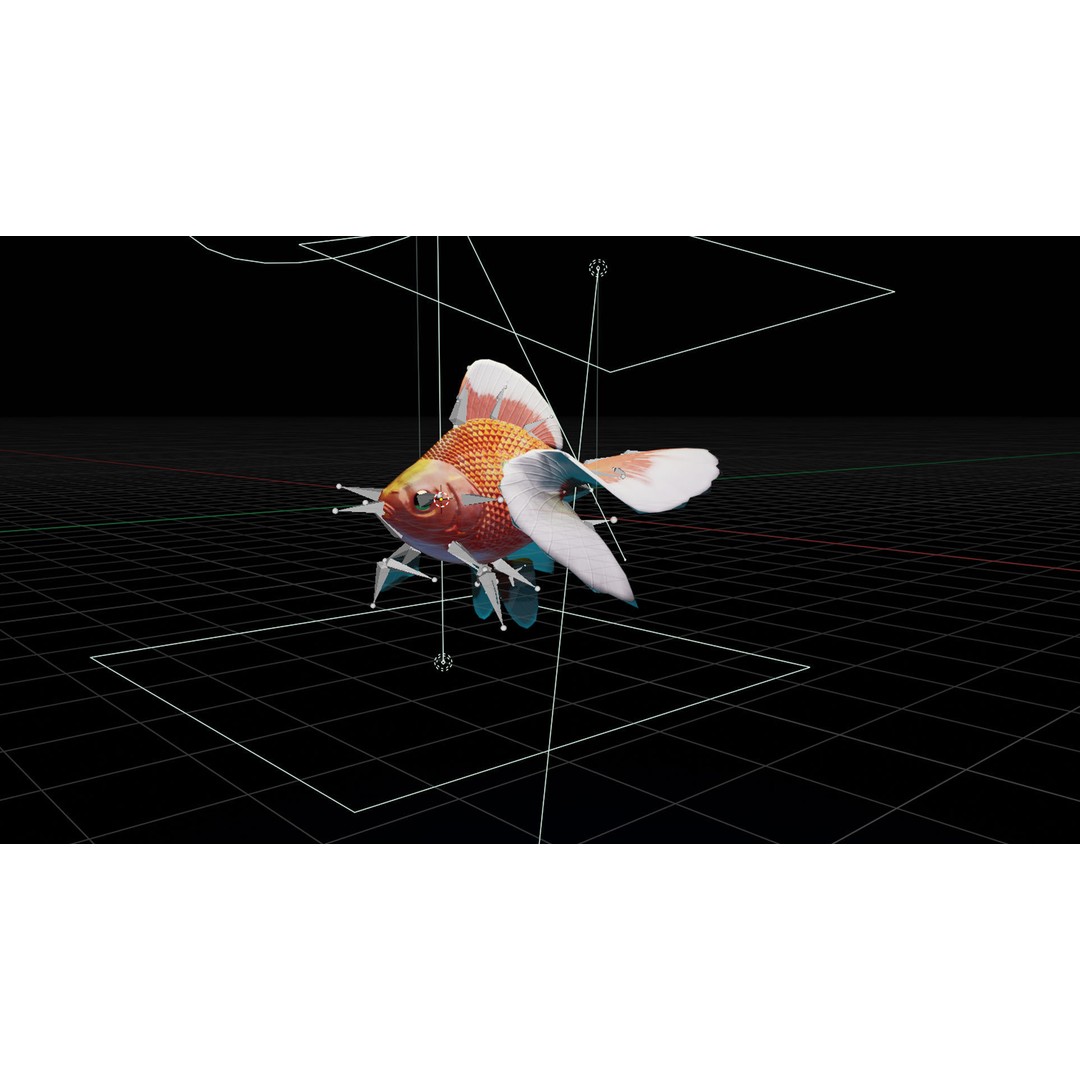 Tosakin Goldfish 3D Model – Low Poly Rigged Asset for Animation