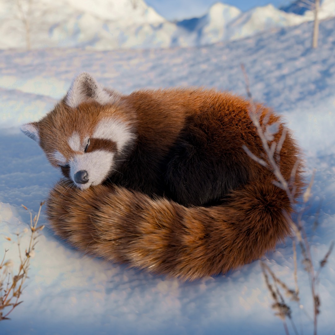 Red Panda 3D Model – Rigged Animated Character with PBR Textures - View 4