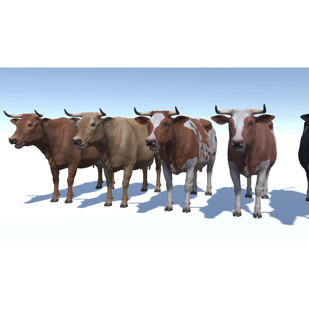 Realistic Cow 3D Model – Low Poly Rigged Asset with Animations, FBX - View 10