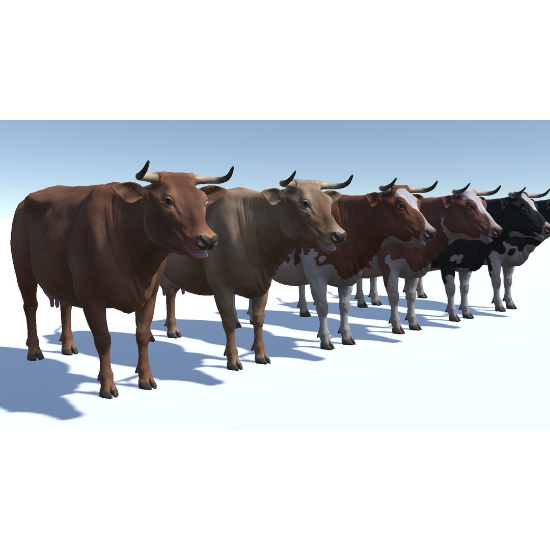 Realistic Cow 3D Model – Low Poly Rigged Asset with Animations, FBX - View 11