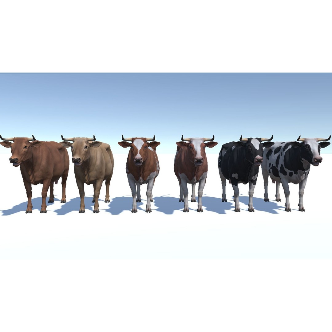 Realistic Cow 3D Model – Low Poly Rigged Asset with Animations, FBX - View 12