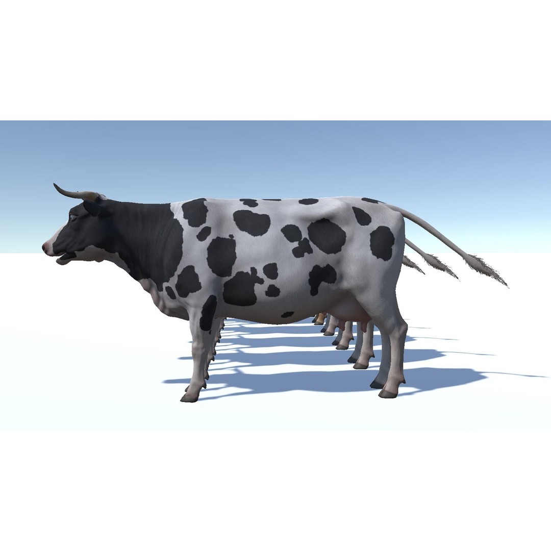 Realistic Cow 3D Model – Low Poly Rigged Asset with Animations, FBX - View 13