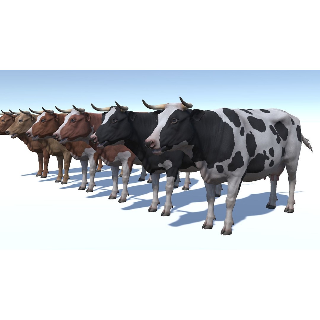 Realistic Cow 3D Model – Low Poly Rigged Asset with Animations, FBX - View 9