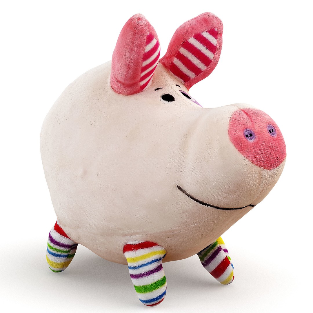 Soft Plush Toy Pig 3D Model – Realistic High-Quality Asset, FBX, OBJ - View 11