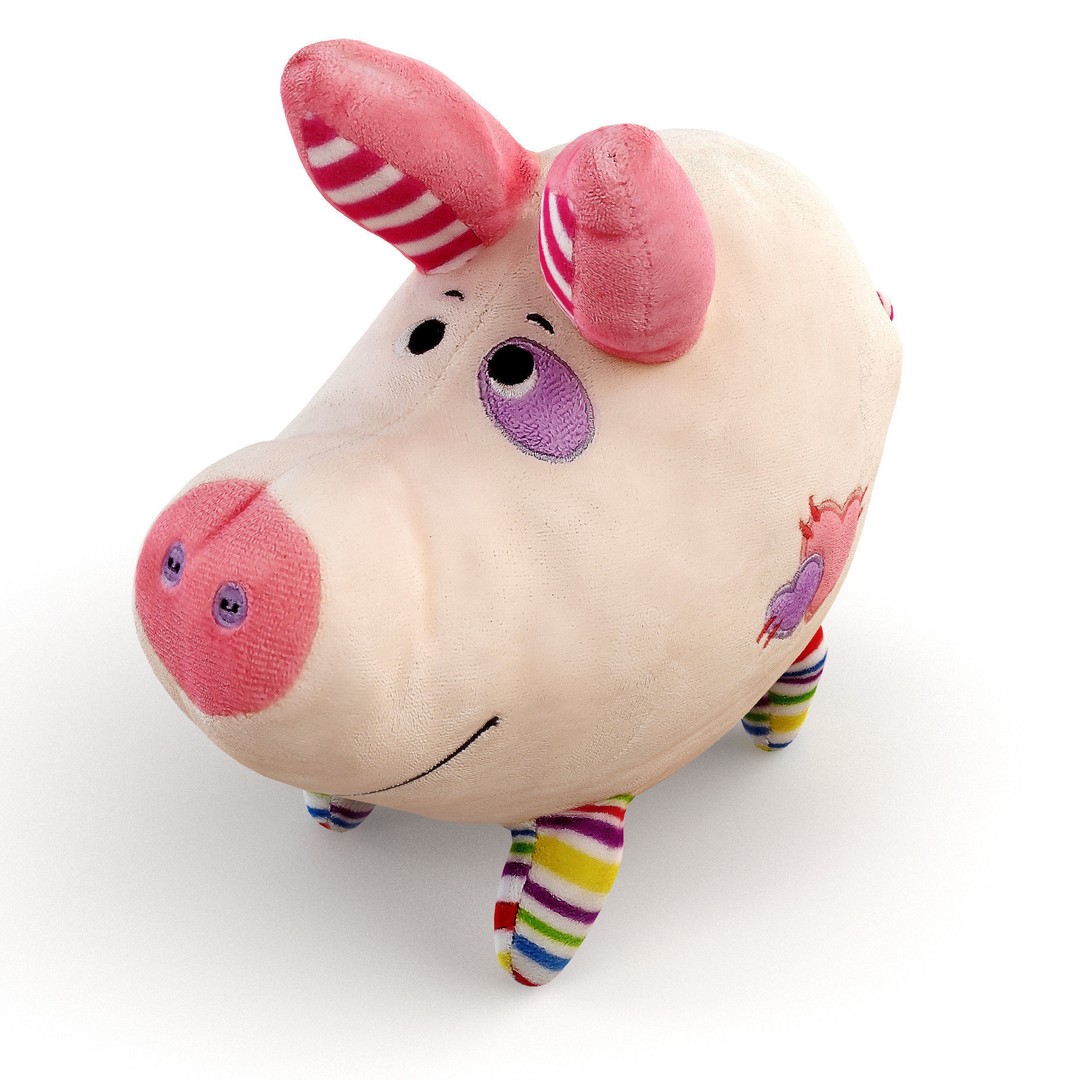 Soft Plush Toy Pig 3D Model – Realistic High-Quality Asset, FBX, OBJ - View 14