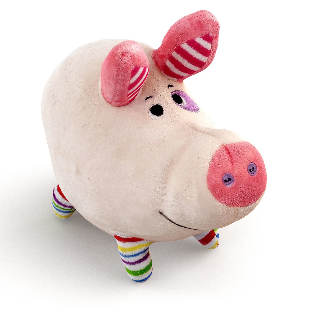 Soft Plush Toy Pig 3D Model – Realistic High-Quality Asset, FBX, OBJ - View 15