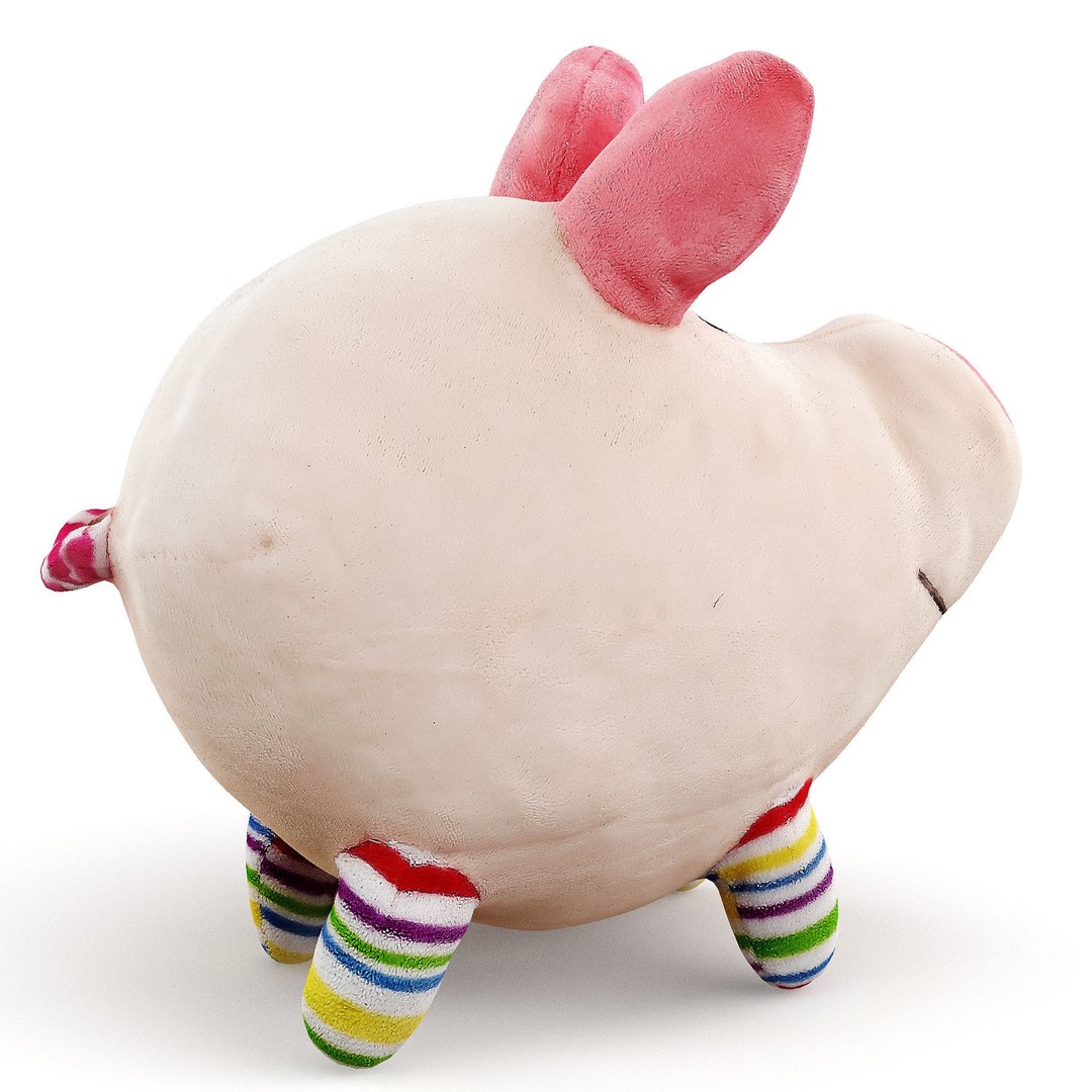 Soft Plush Toy Pig 3D Model – Realistic High-Quality Asset, FBX, OBJ - View 8