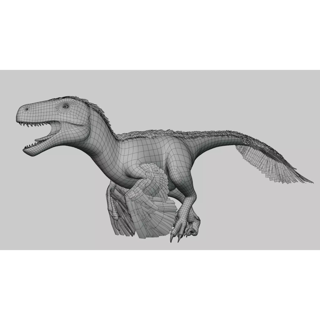 Utahraptor 3D Model – Low Poly Rigged Dinosaur with PBR Textures - View 10