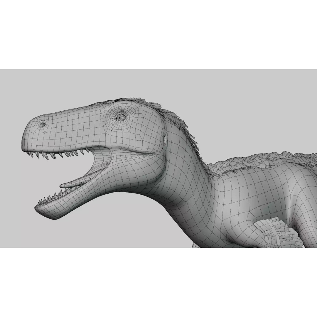 Utahraptor 3D Model – Low Poly Rigged Dinosaur with PBR Textures - View 12