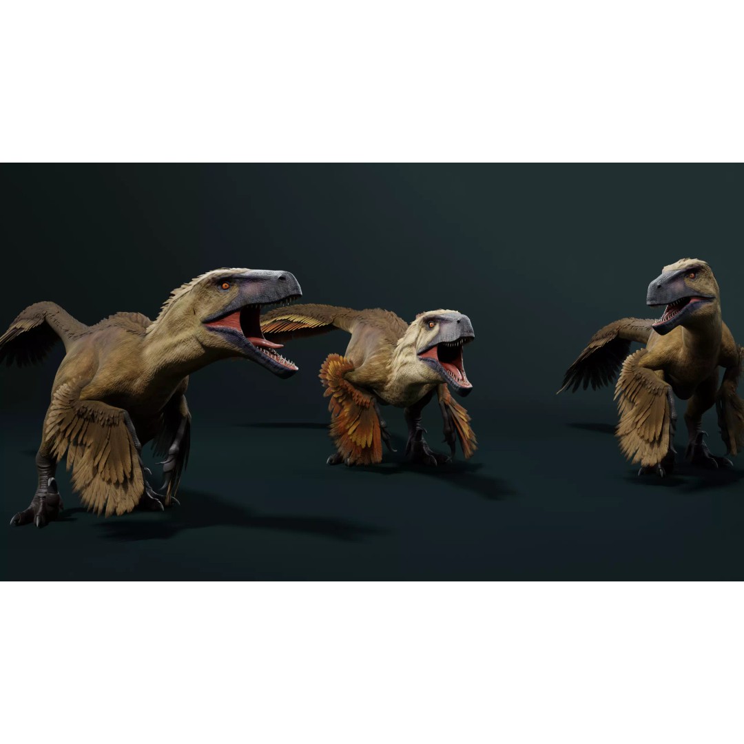 Utahraptor 3D Model – Low Poly Rigged Dinosaur with PBR Textures - View 7