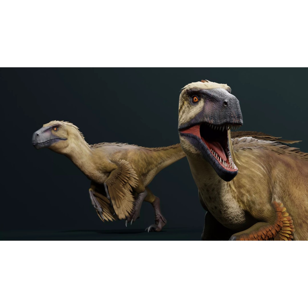 Utahraptor 3D Model – Low Poly Rigged Dinosaur with PBR Textures - View 8