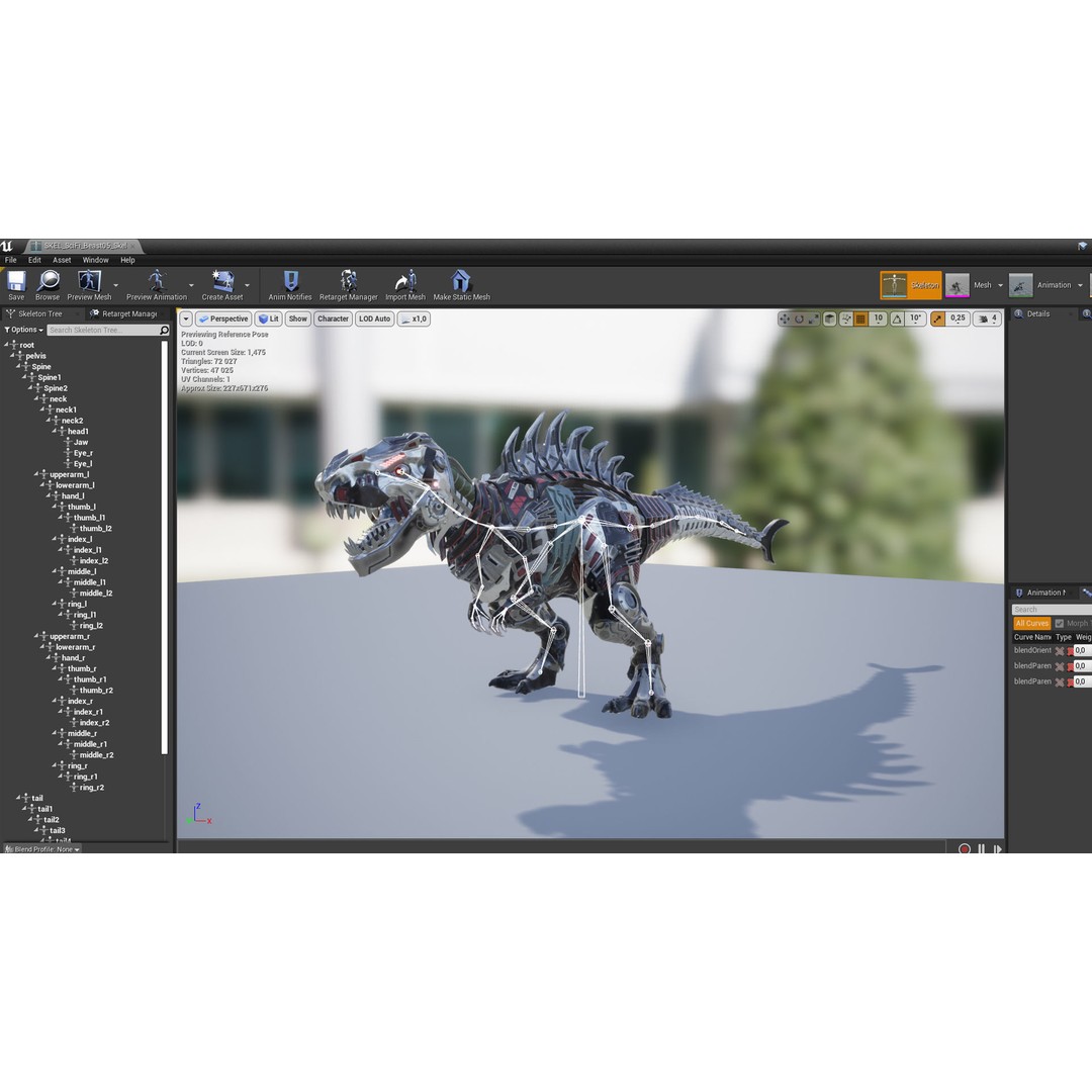 SciFi T-REX 3D Model – Low Poly Animated Character, FBX