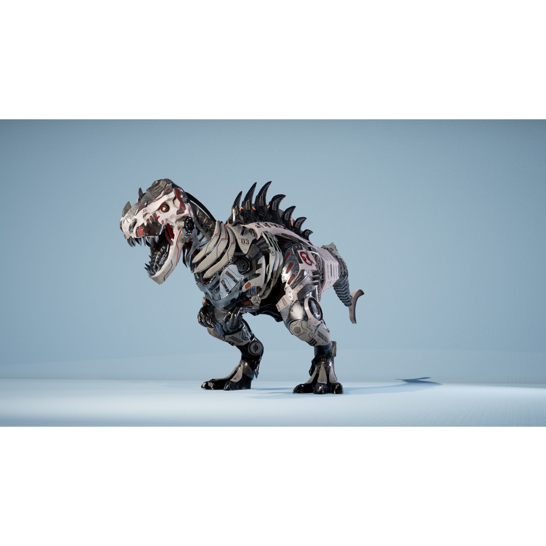 SciFi T-REX 3D Model – Low Poly Animated Character, FBX - View 13