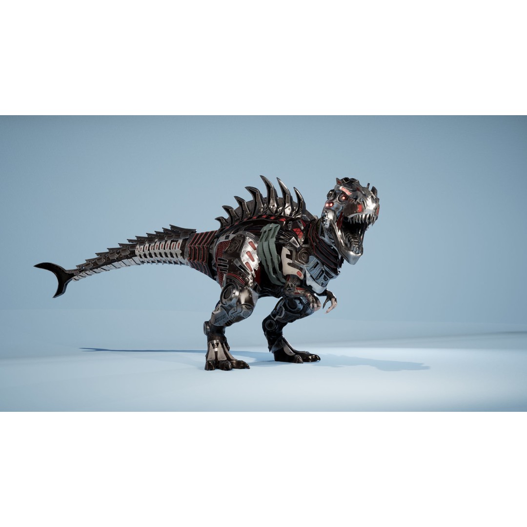 SciFi T-REX 3D Model – Low Poly Animated Character, FBX - View 14