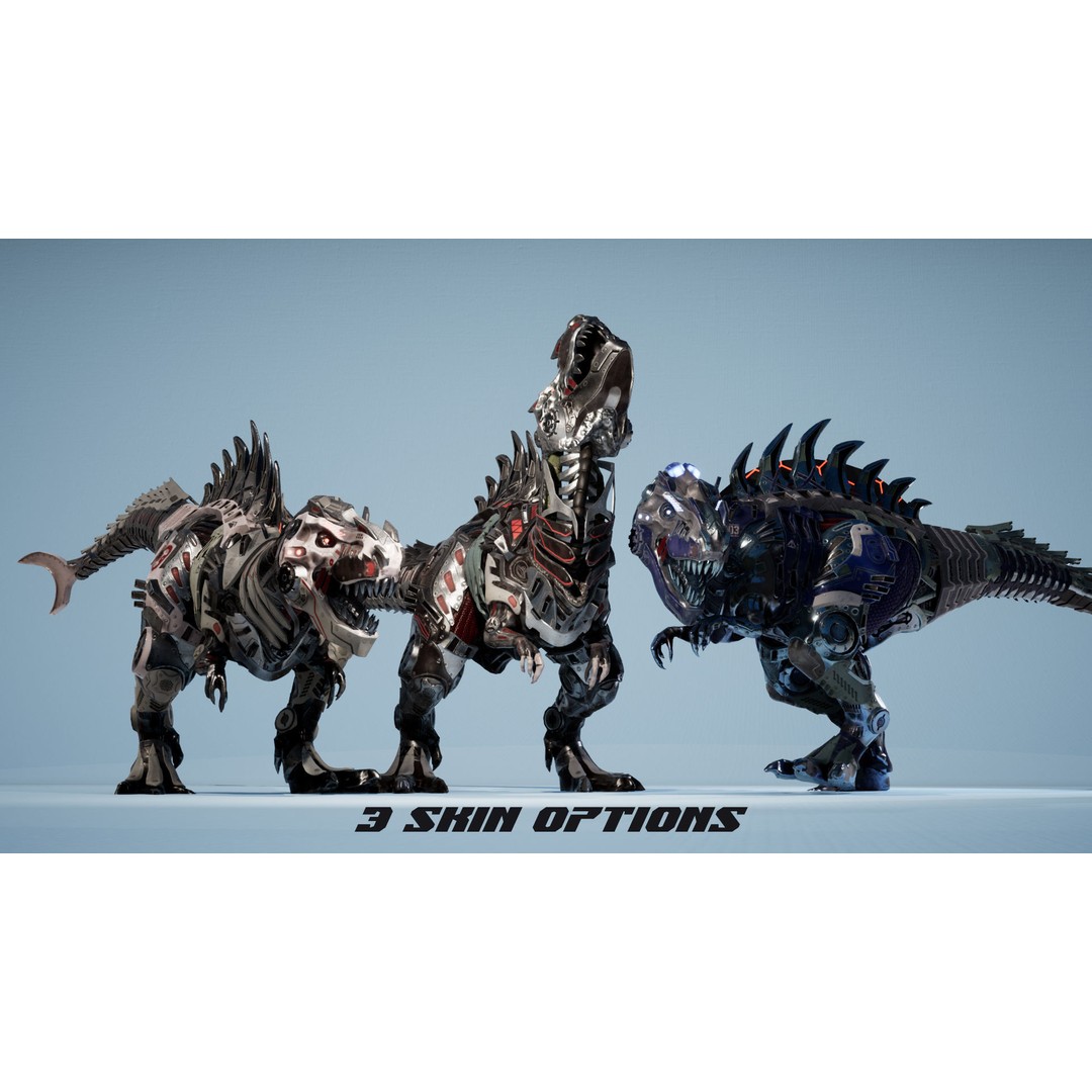 SciFi T-REX 3D Model – Low Poly Animated Character, FBX - View 3