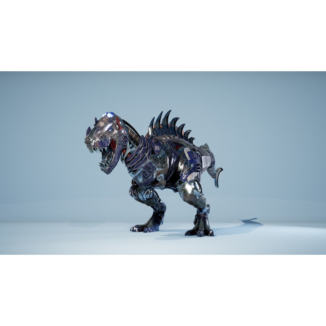 SciFi T-REX 3D Model – Low Poly Animated Character, FBX - View 4