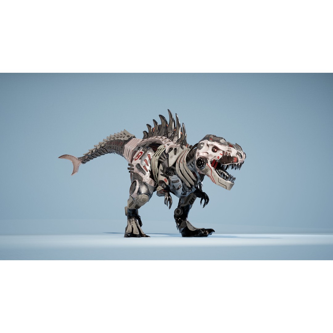 SciFi T-REX 3D Model – Low Poly Animated Character, FBX - View 7