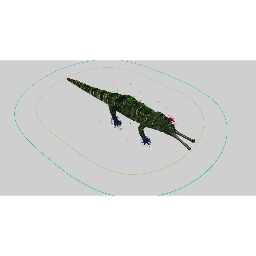 Realistic Gharial 3D Model – Rigged Low-Poly Game Asset, FBX, OBJ - View 3