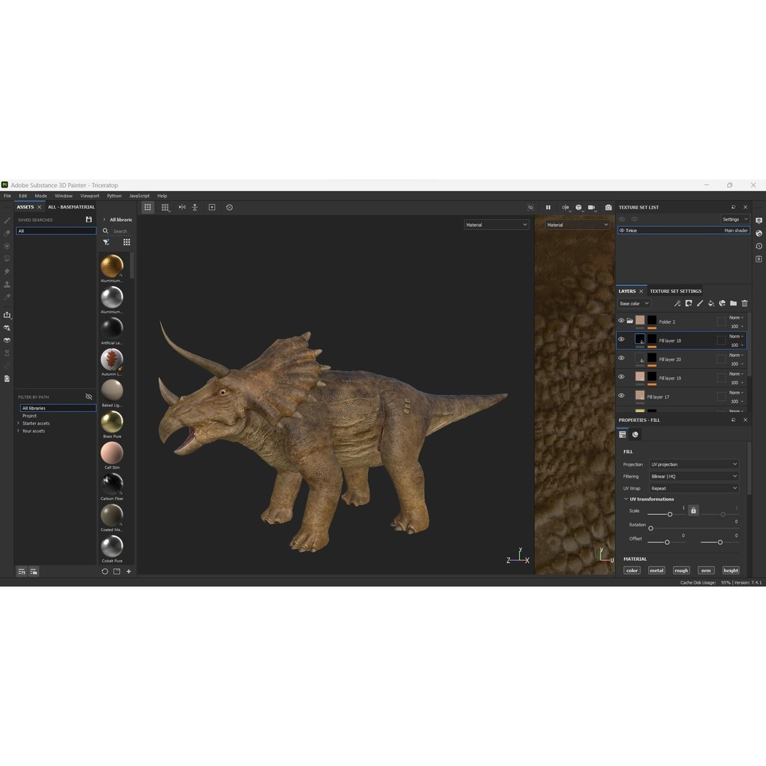 Triceratops 3D Model – Low Poly Rigged Dinosaur, FBX, Blender - View 22