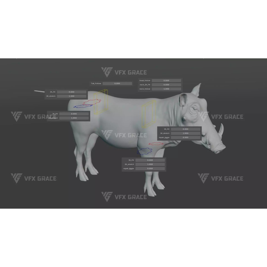 Warthog 3D Model – Realistic Animated Character, Blender, FBX - View 14