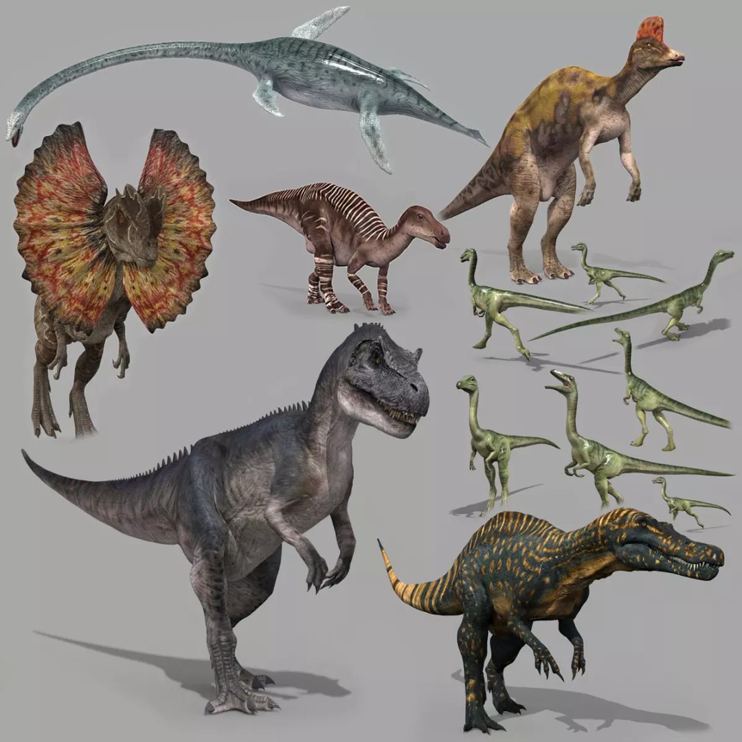 Dino Bonus Pack 3D Model – Fully Animated Dinosaurs, FBX, OBJ - View 2