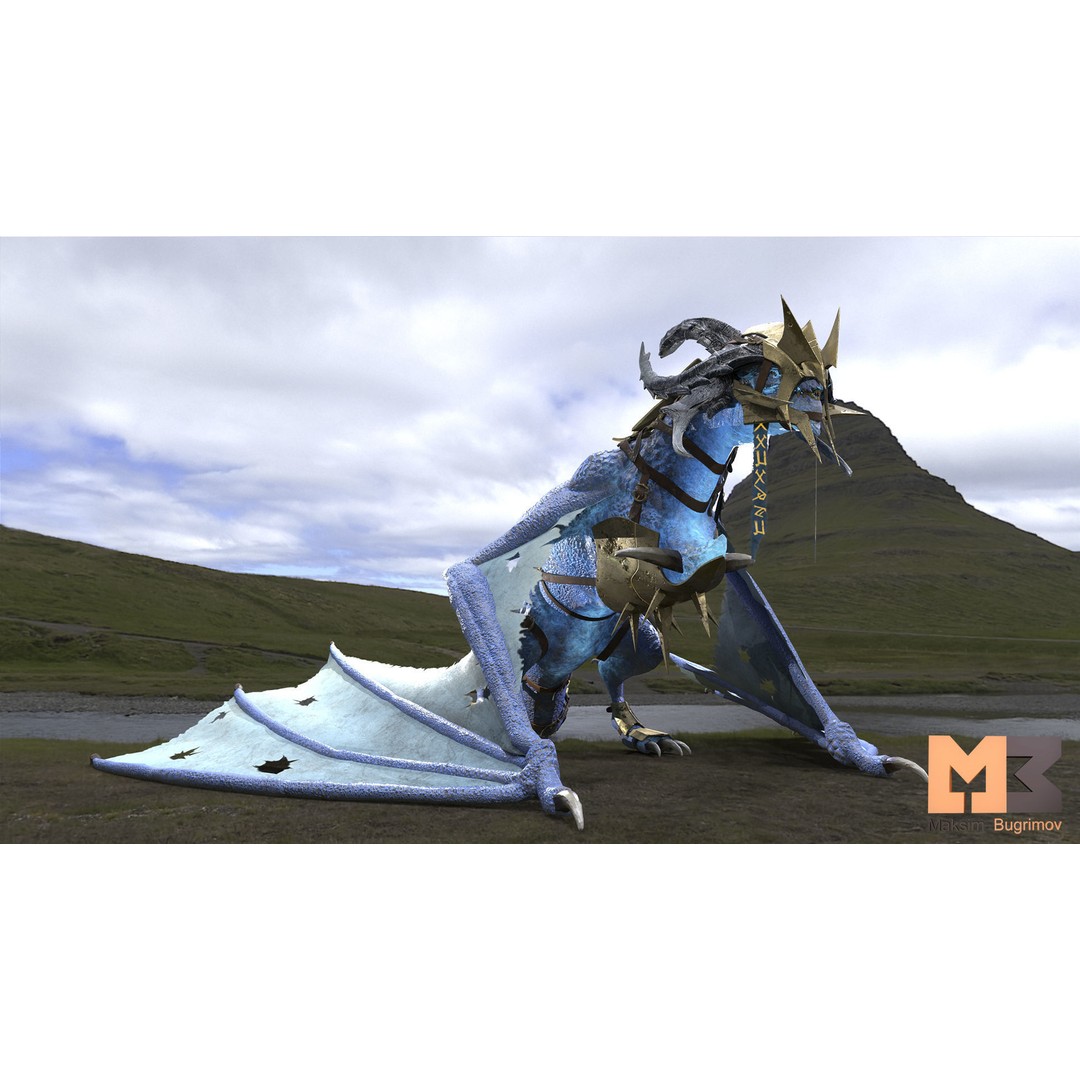 Fantasy Dragon 3D Model – Low Poly Game Asset, Rigged, FBX