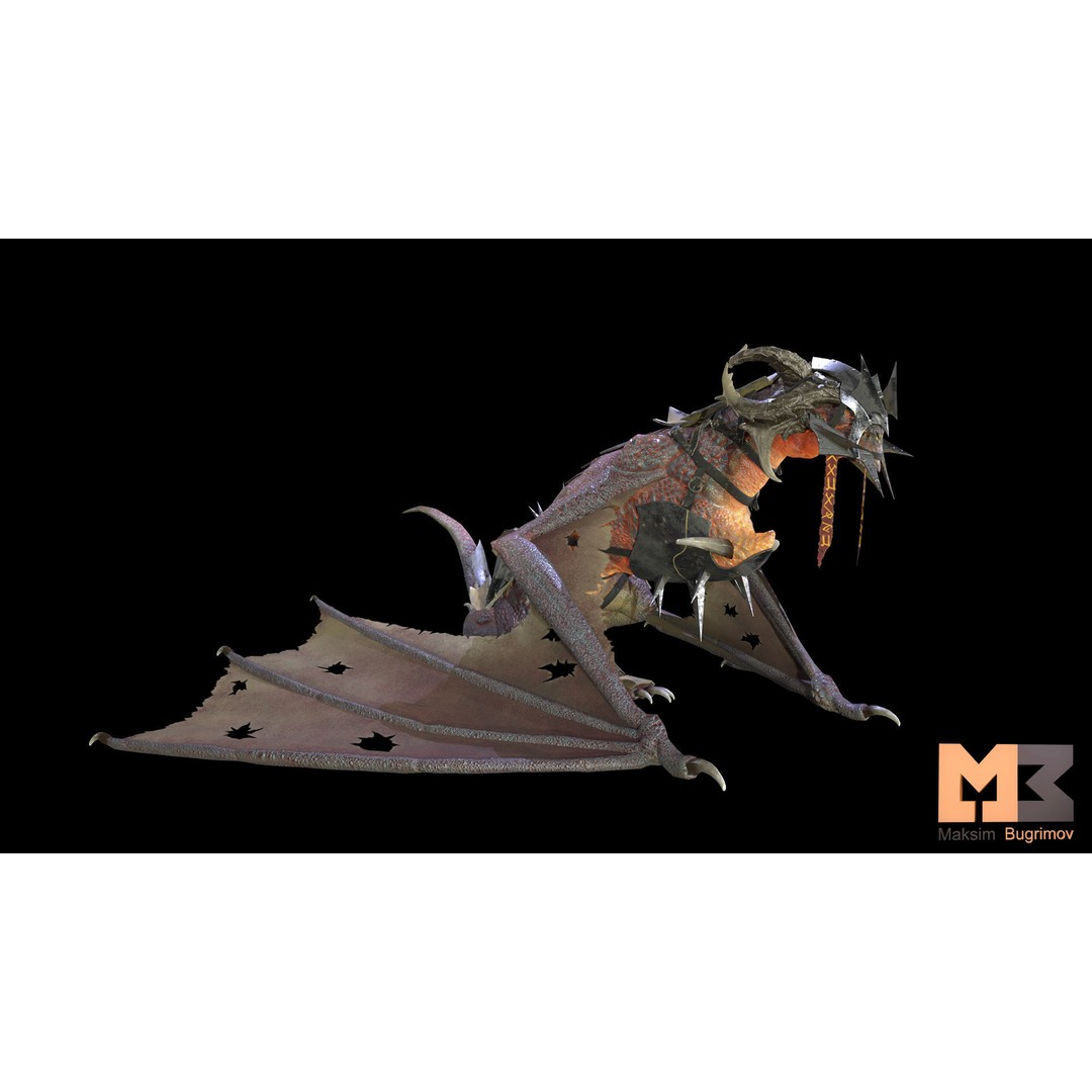 Fantasy Dragon 3D Model – Low Poly Game Asset, Rigged, FBX - View 3