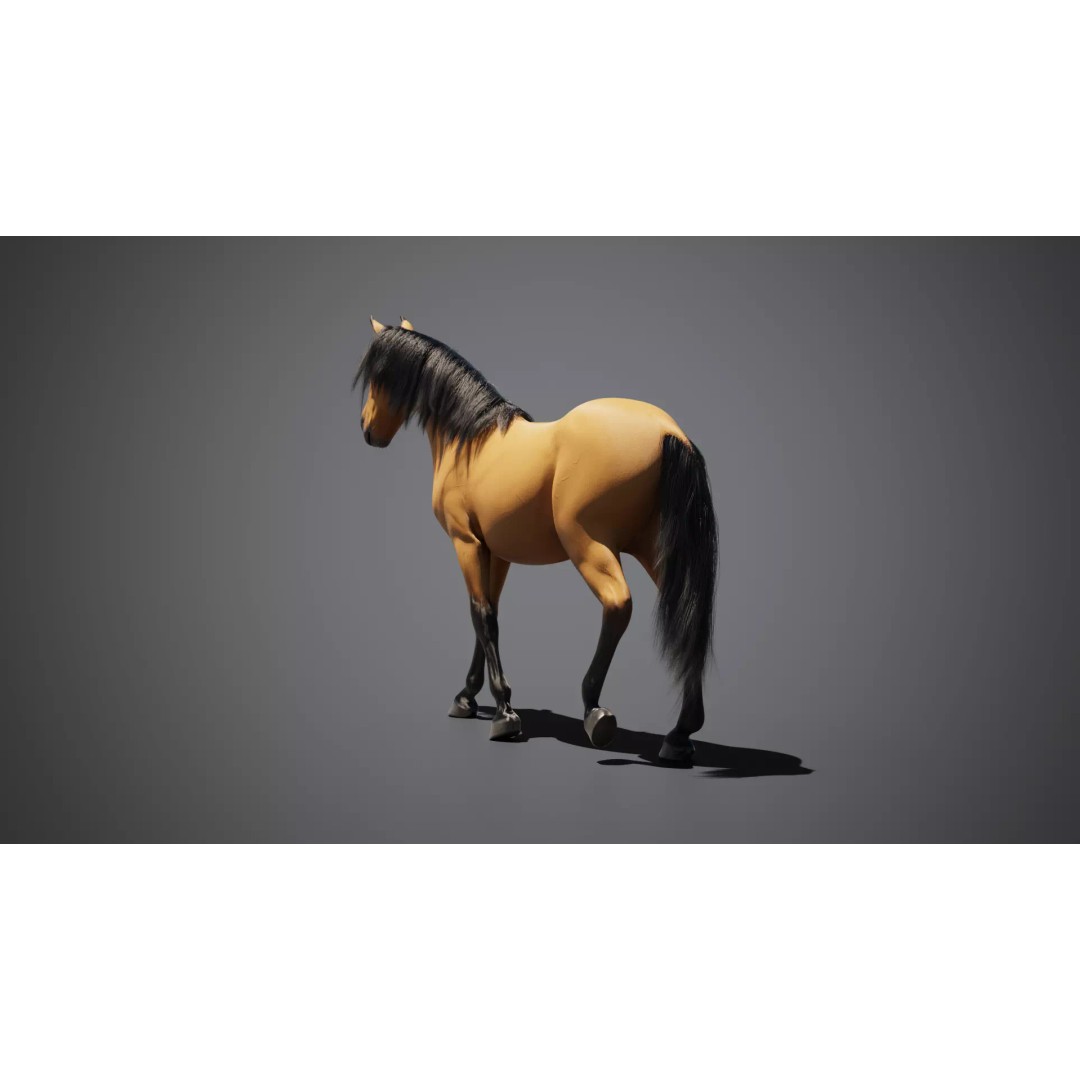 Horse Munstang 3D Model – Animated Rigged PBR Game Asset, FBX - View 10