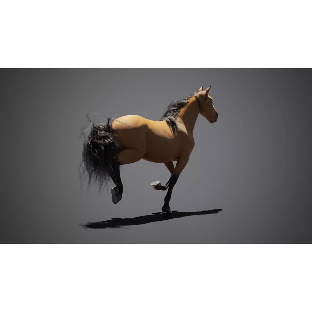 Horse Munstang 3D Model – Animated Rigged PBR Game Asset, FBX - View 11