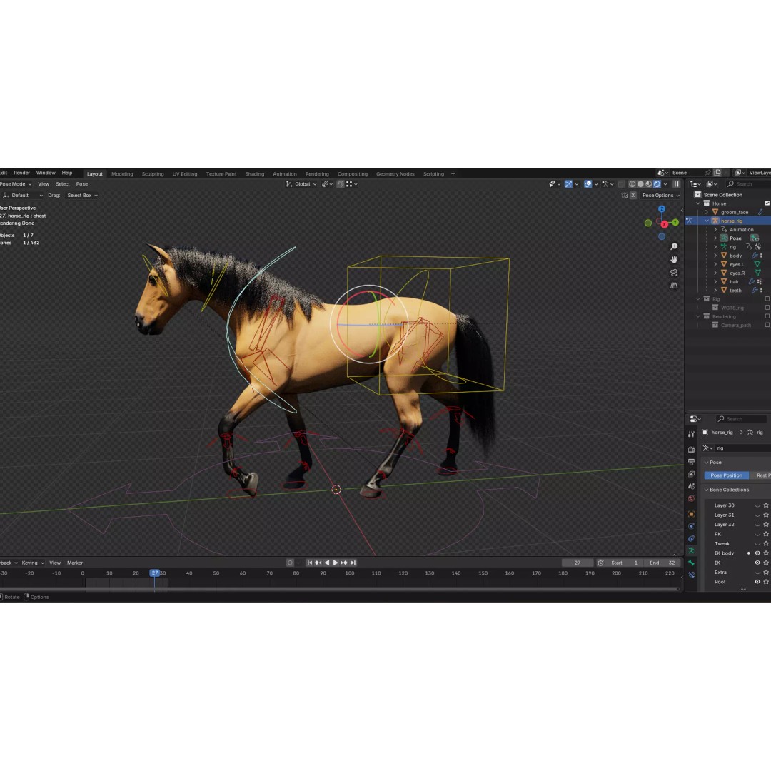 Horse Munstang 3D Model – Animated Rigged PBR Game Asset, FBX - View 12