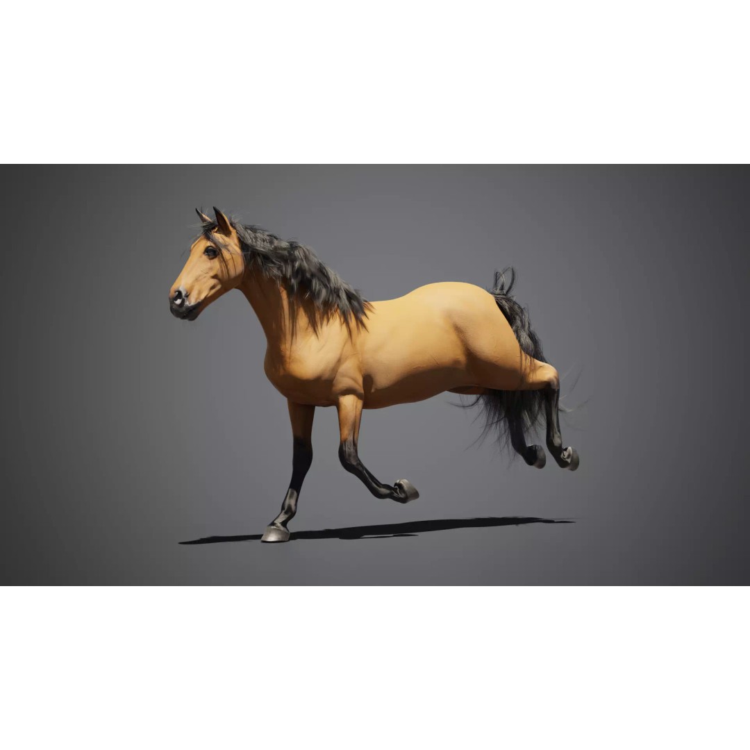 Horse Munstang 3D Model – Animated Rigged PBR Game Asset, FBX - View 6