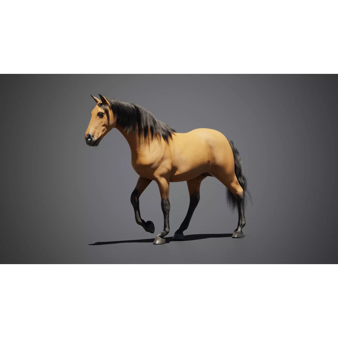 Horse Munstang 3D Model – Animated Rigged PBR Game Asset, FBX - View 7