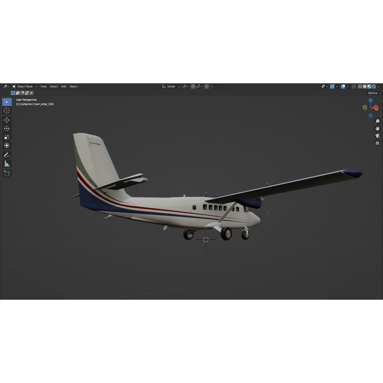 DHC-6 Twin Otter - Low-Poly Game-Ready 3D Model - View 11