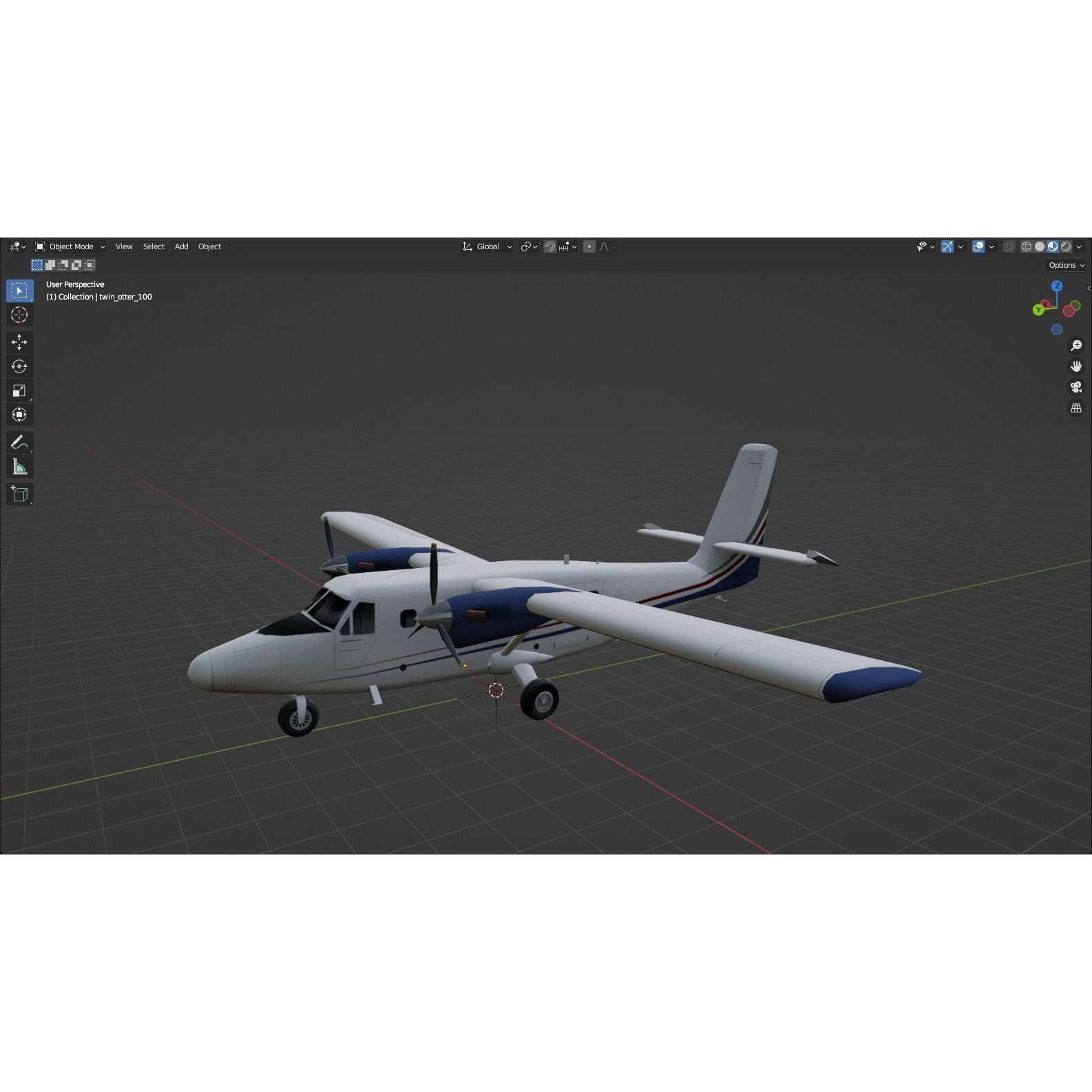 DHC-6 Twin Otter - Low-Poly Game-Ready 3D Model - View 12