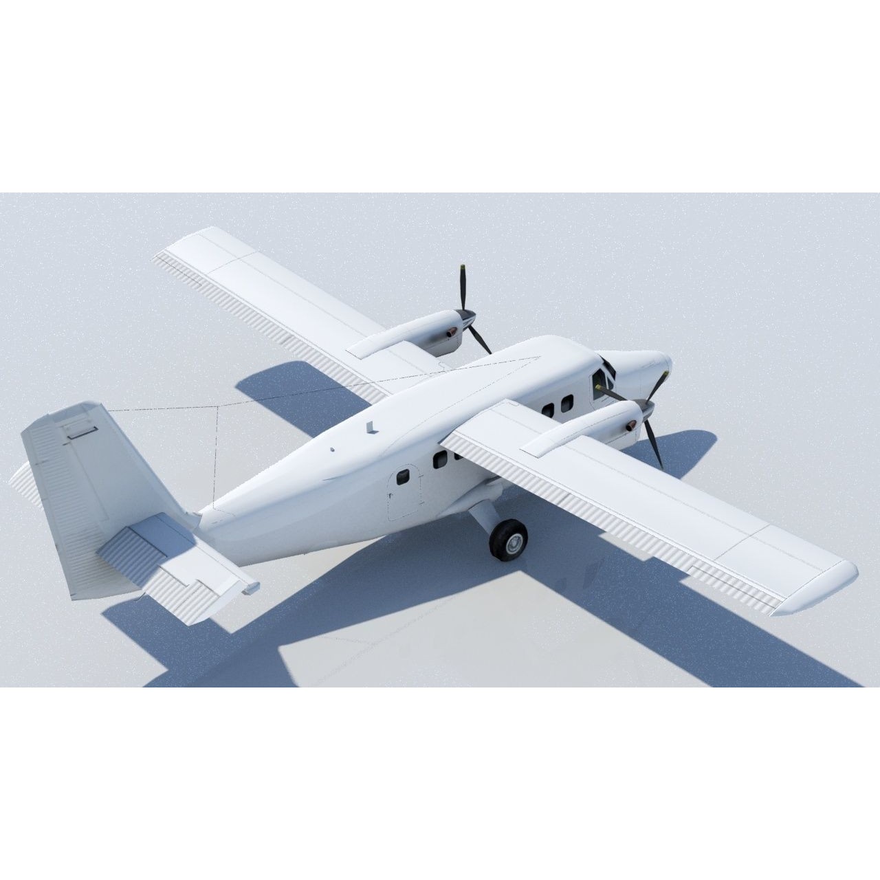 DHC-6 Twin Otter - Low-Poly Game-Ready 3D Model - View 4