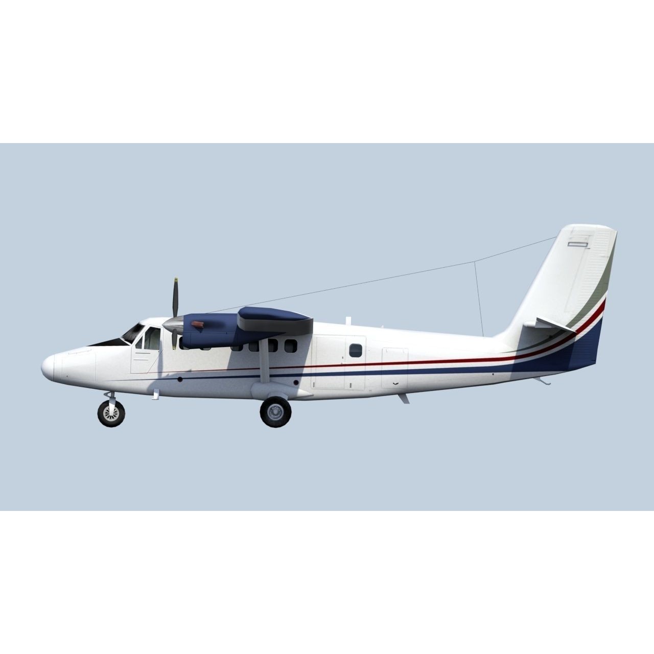 DHC-6 Twin Otter - Low-Poly Game-Ready 3D Model - View 9