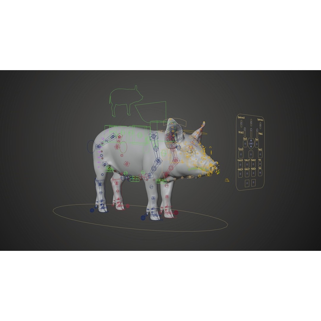 Piggy 3D Model – High Poly Rigged Character with Animations - View 16