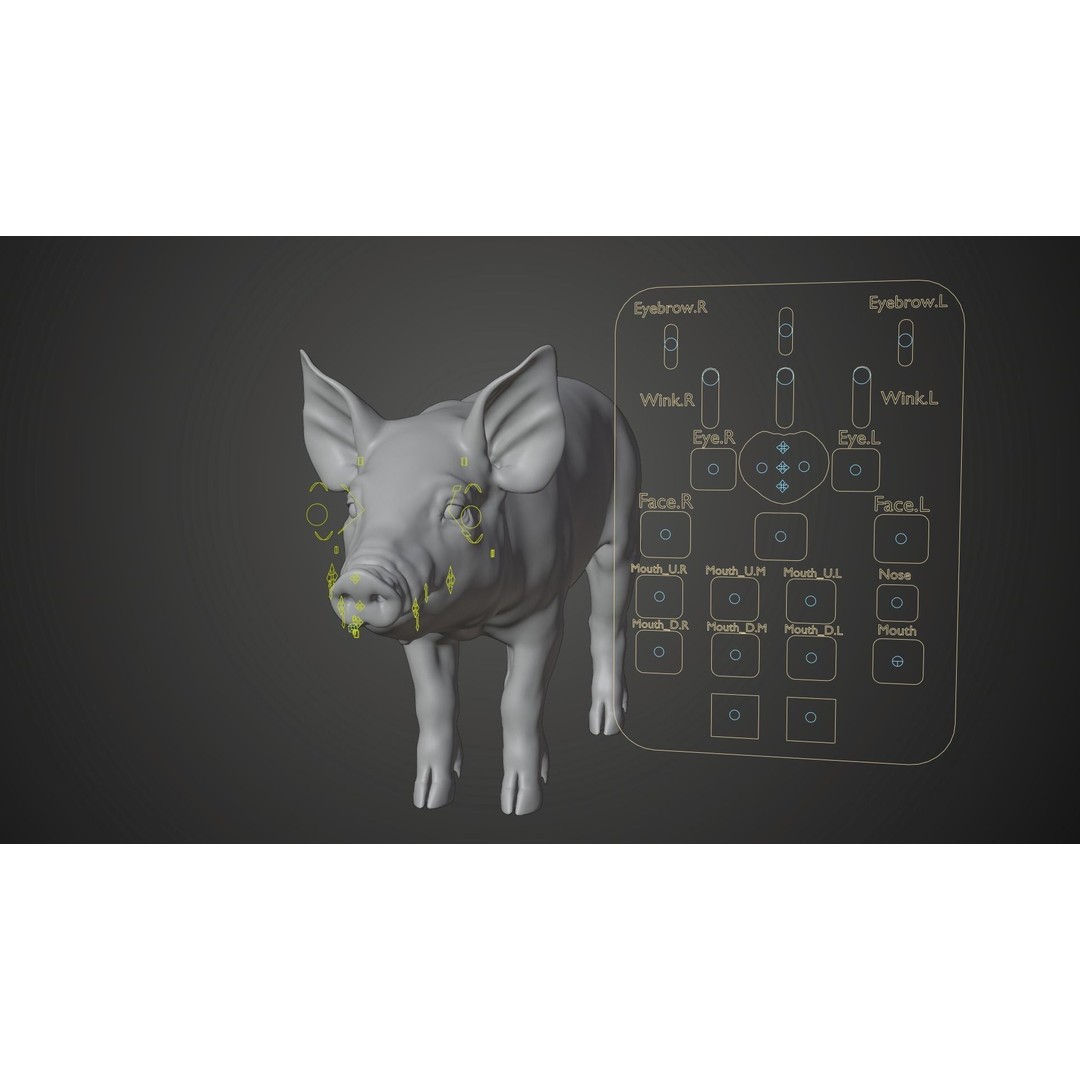 Piggy 3D Model – High Poly Rigged Character with Animations - View 17