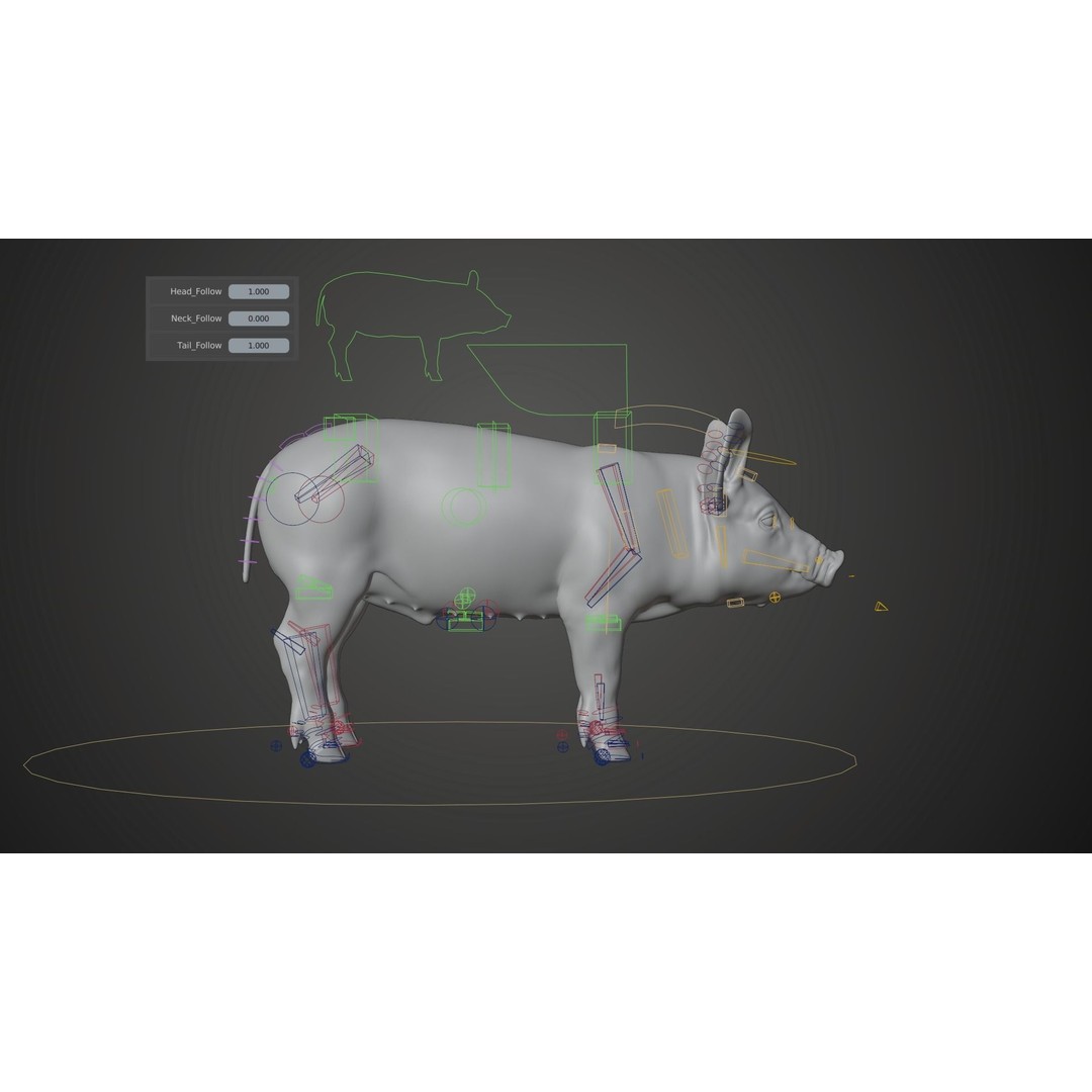 Piggy 3D Model – High Poly Rigged Character with Animations - View 18
