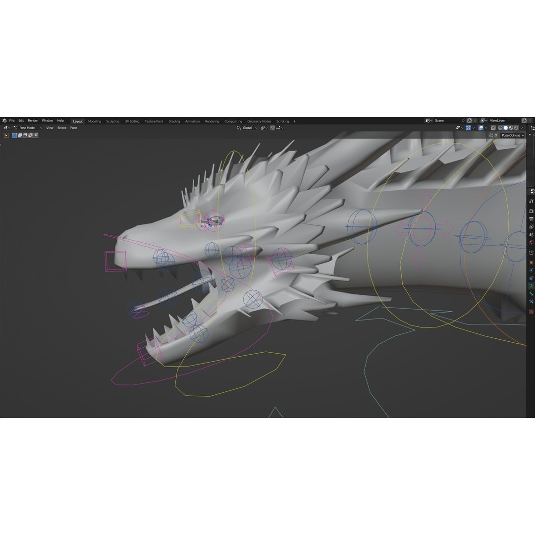 Wyvern Dragon 3D Model – Low Poly Animated Game Asset, Blender