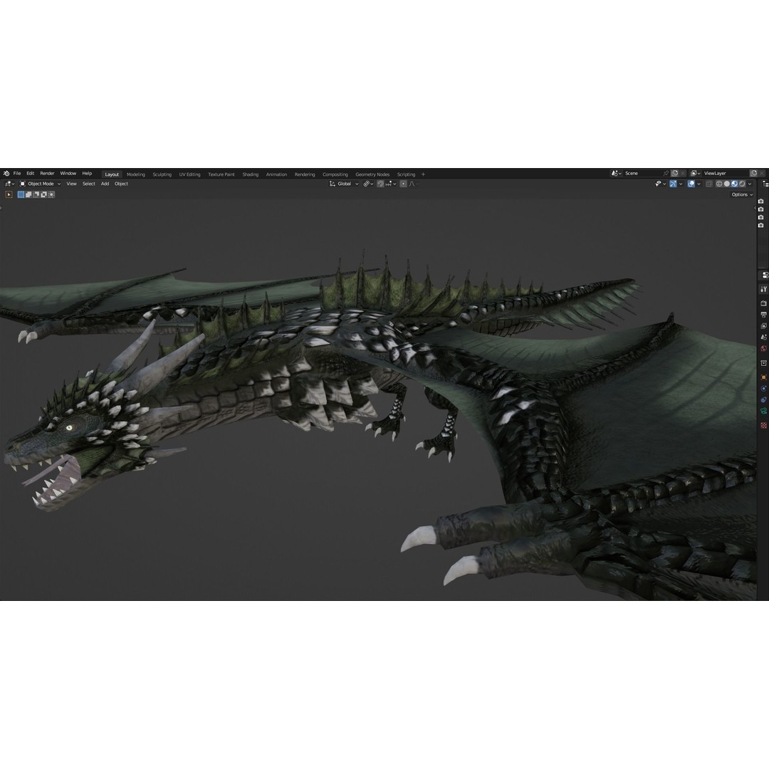 Wyvern Dragon 3D Model – Low Poly Animated Game Asset, Blender - View 101