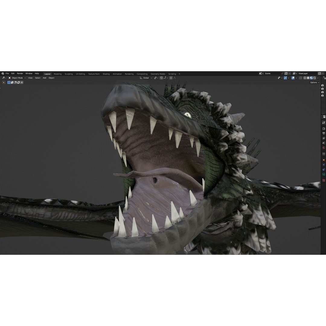 Wyvern Dragon 3D Model – Low Poly Animated Game Asset, Blender - View 102